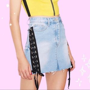 Lace Up Denim Skirt Dolls Kill Size Small